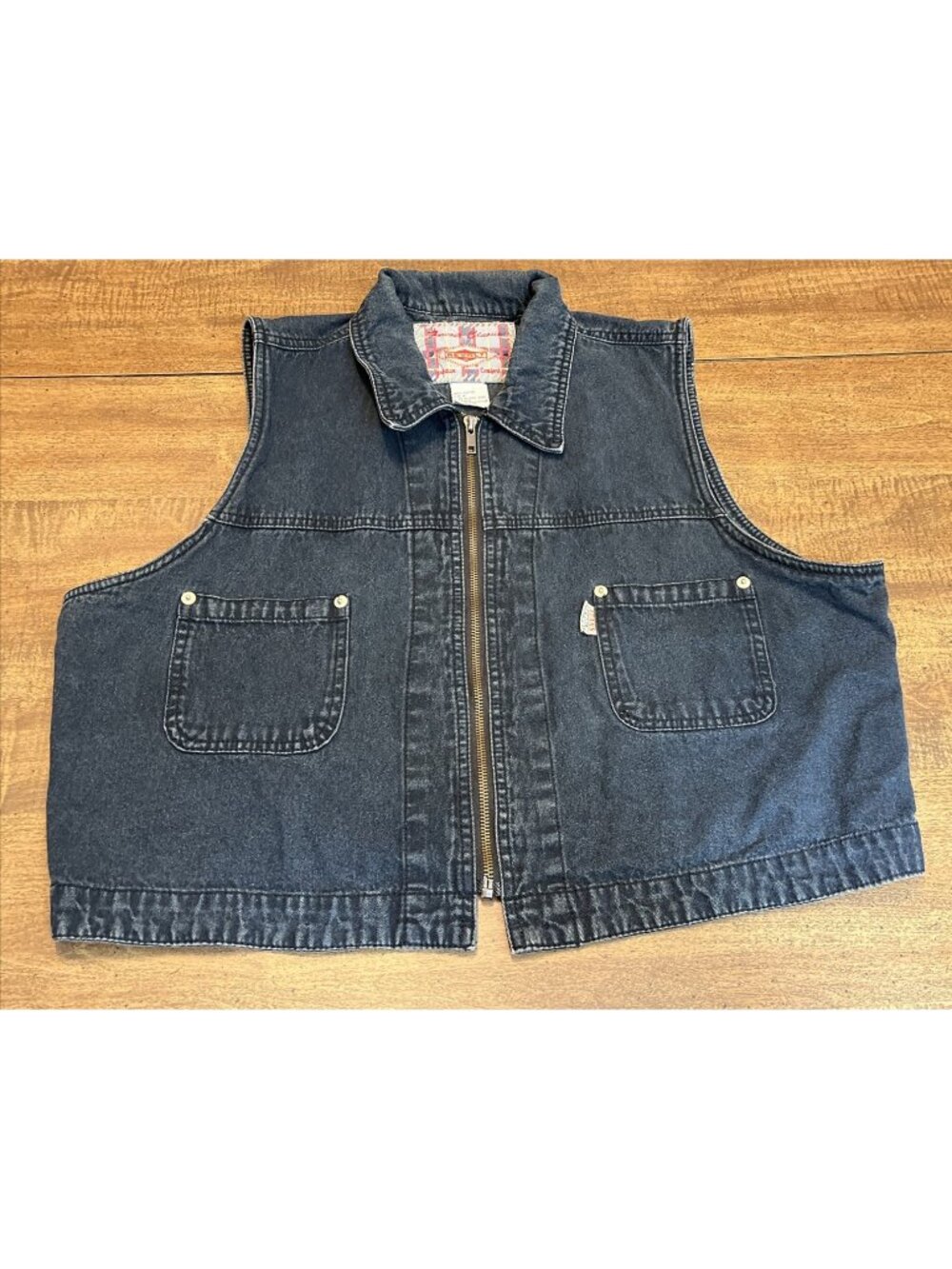 Revolt Denim Cropped Vest Women's Medium Back Faded Moto Biker Grunge Y2K
